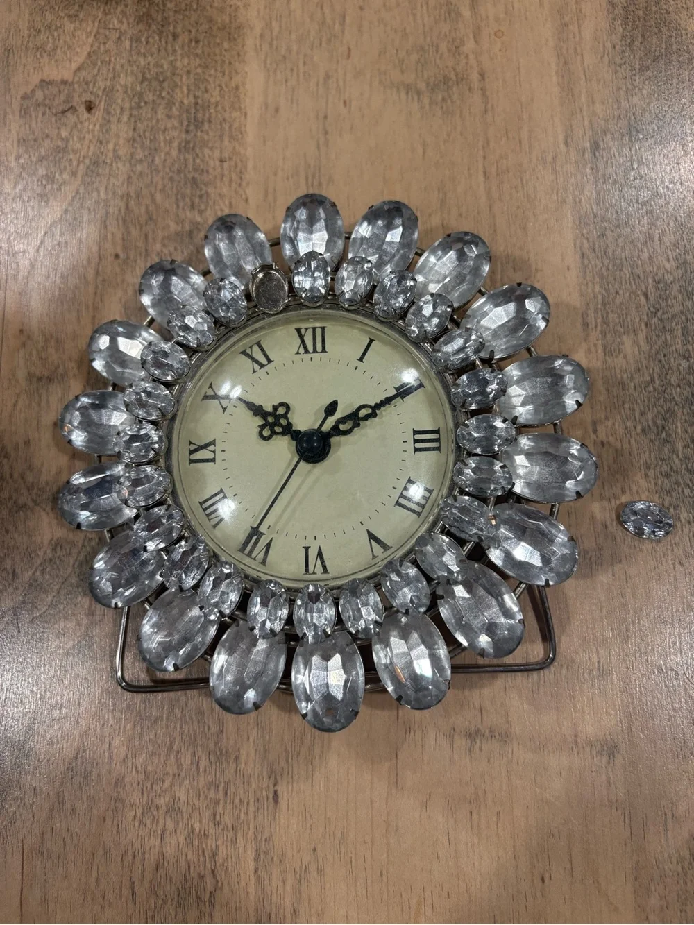 Pier 1 Silver Crystal Sunburst Clock